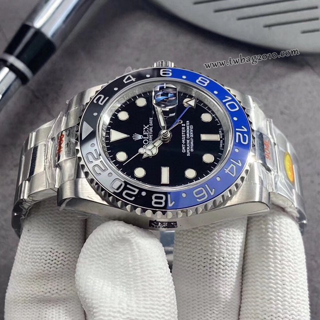 勞力士複刻手錶 Rolex男士腕表 黑藍陶瓷圈 GMTMASTER格林尼治型環球腕表 126710BLRO-0001  gjs2183